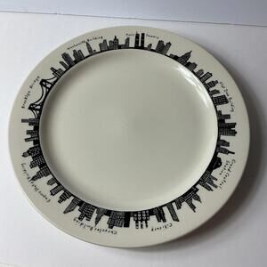 Vtg Homer Laughlin China 212 Skyline For Fish’s. Eddy Charger Plate 12.25” NYC